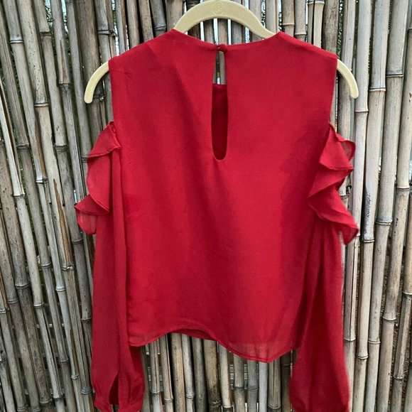 REVOLVE Women's Naya Ruffle Shoulder Blouse  Red S - Picture 6 of 10